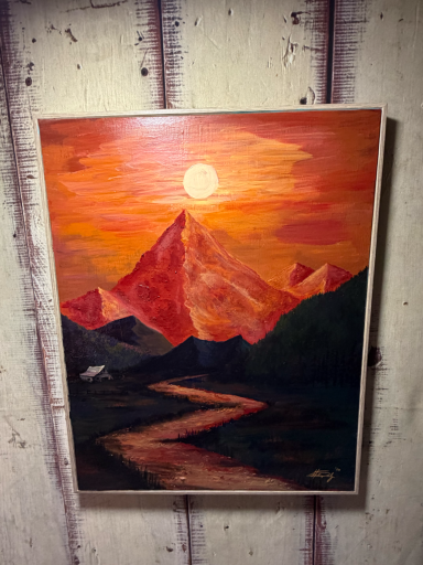 AVAILABLE: 16"X20" $210 RED mountain landscape scene