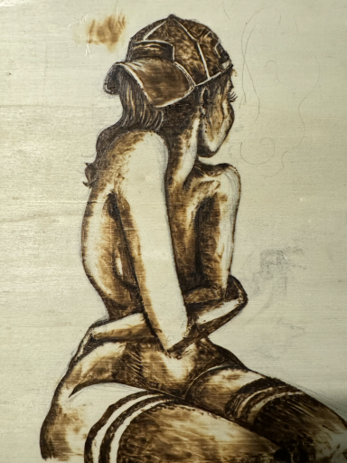 SOLD Wood burning of nude woman