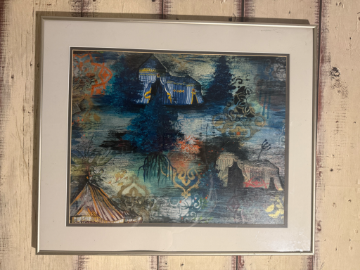AVAILABLE: 25.5"X21.5" $310 MIXED MEDIA WALLPAPER CIRCUS TENTS