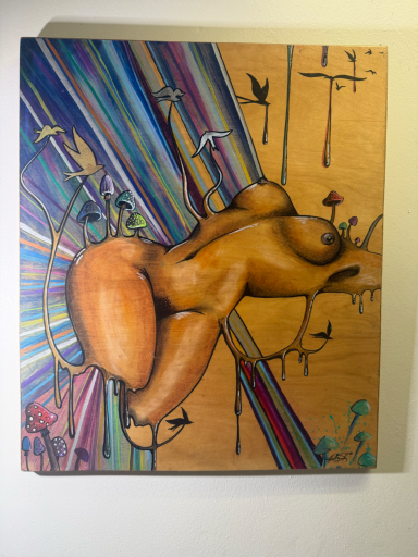 AVAILABLE:24"X20" wood panel $465 nude psychedelic woman